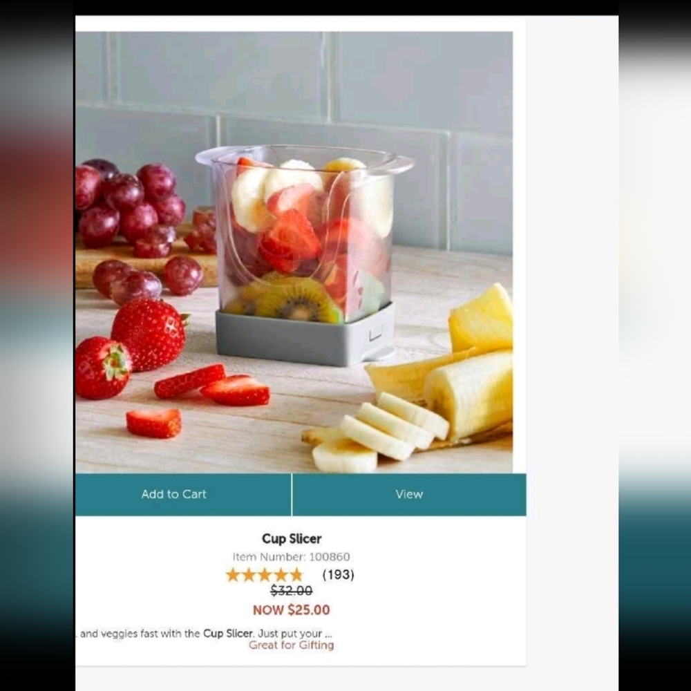 PAMPERED CHEF Cup Slicer with Gray Base